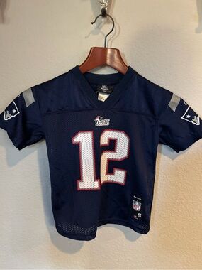 Reebok Navy New England Patriots #12 Tom Brady Kids Jersey Size Small